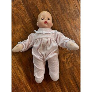 Vintage Madame Alexander Huggums Girl Baby Doll Pink Plush Body 12" squeaker